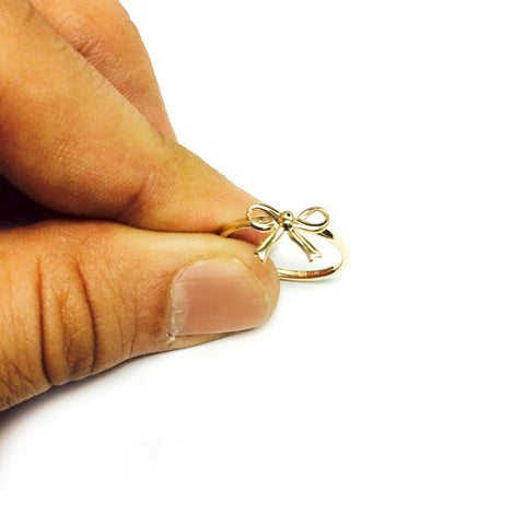 14K Yellow Gold Bow Design Ring, Size 7