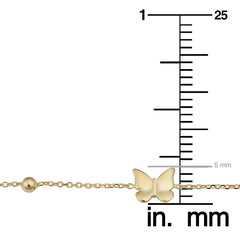 14k Yellow Gold Butterfly And Bead Adjustable Baby Bracelet, 6.5" - JewelryAffairs
