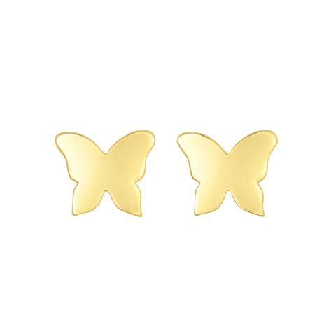 14k Yellow Gold Butterfly Stud Earrings