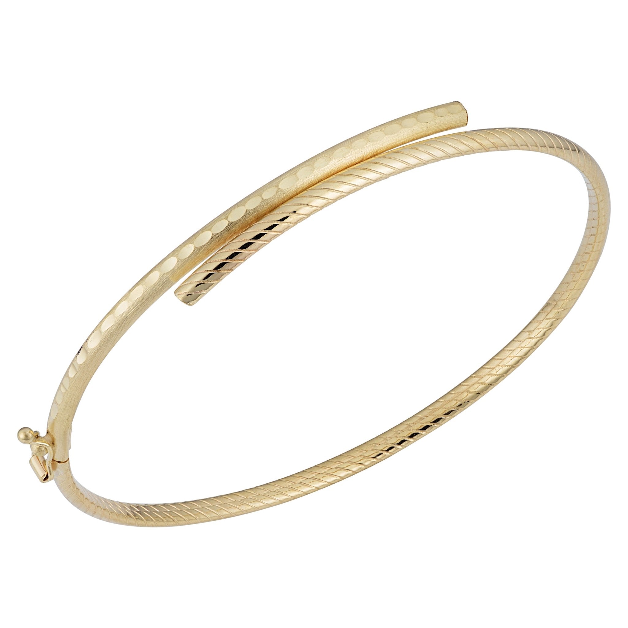 14k Yellow Gold Bypass Women's Bangle Bracelet, 7.5" - JewelryAffairs