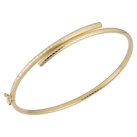 14k Yellow Gold Bypass Women's Bangle Bracelet, 7.5"