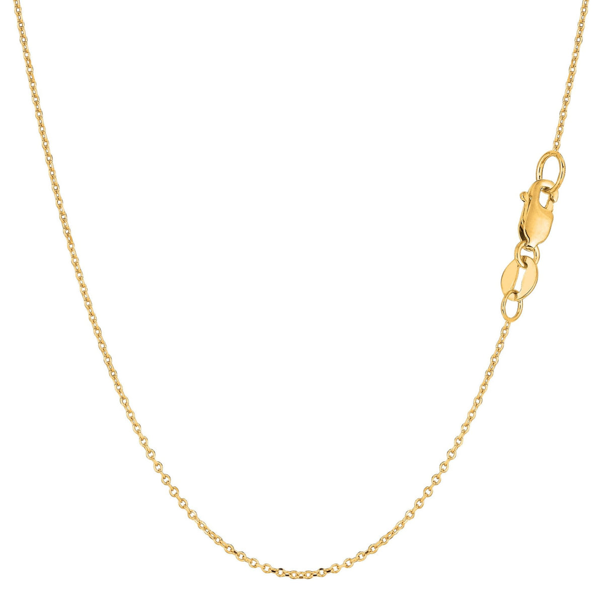14k Yellow Gold Cable Link Chain Necklace, 0.8mm - JewelryAffairs