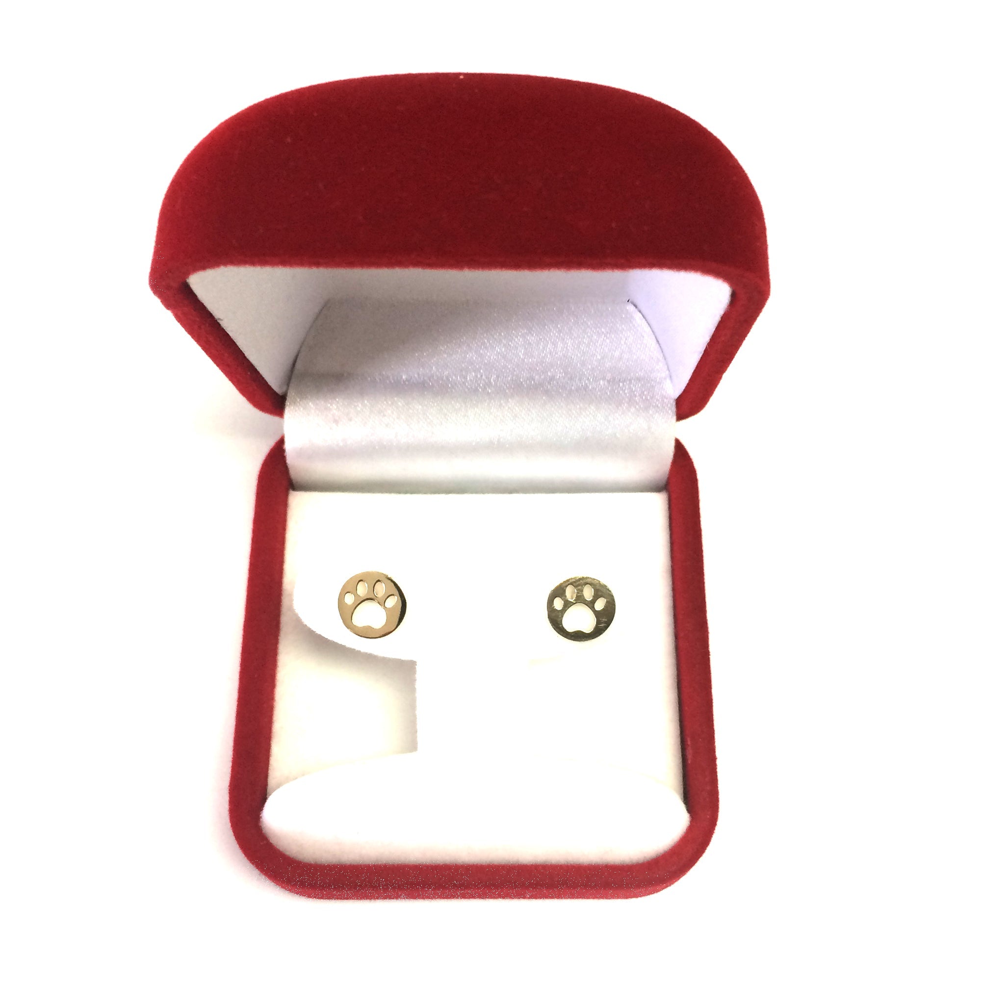 14k Yellow Gold Cat Pow Stud Earrings - JewelryAffairs