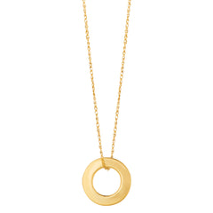 14k Yellow Gold Circle Shaped Pendant Necklace, 18"