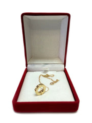 14k Yellow Gold Circle Shaped Pendant Necklace, 18"