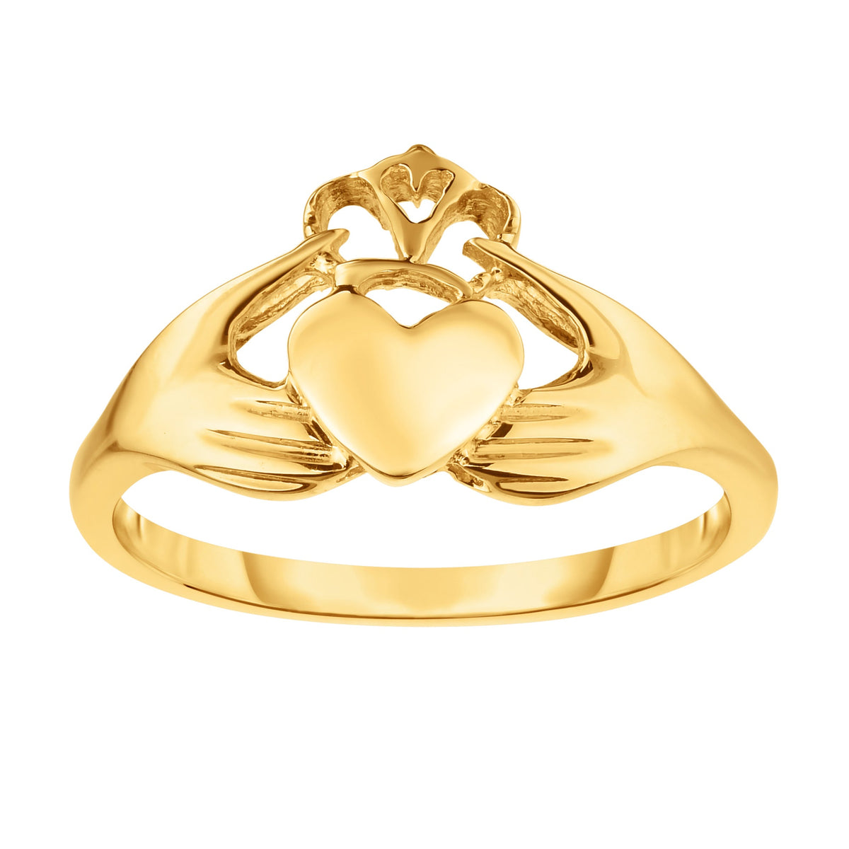 14K Yellow Gold Claddagh Ring, Size 7 - JewelryAffairs