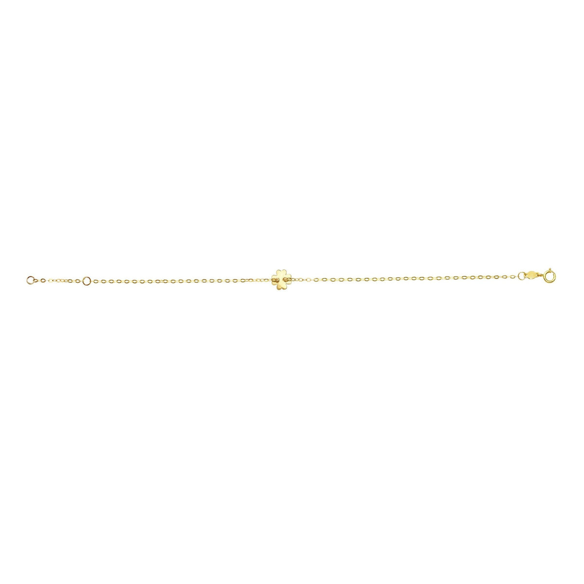 14k Yellow Gold Clover Charm Fancy Bracelet, 7" - JewelryAffairs