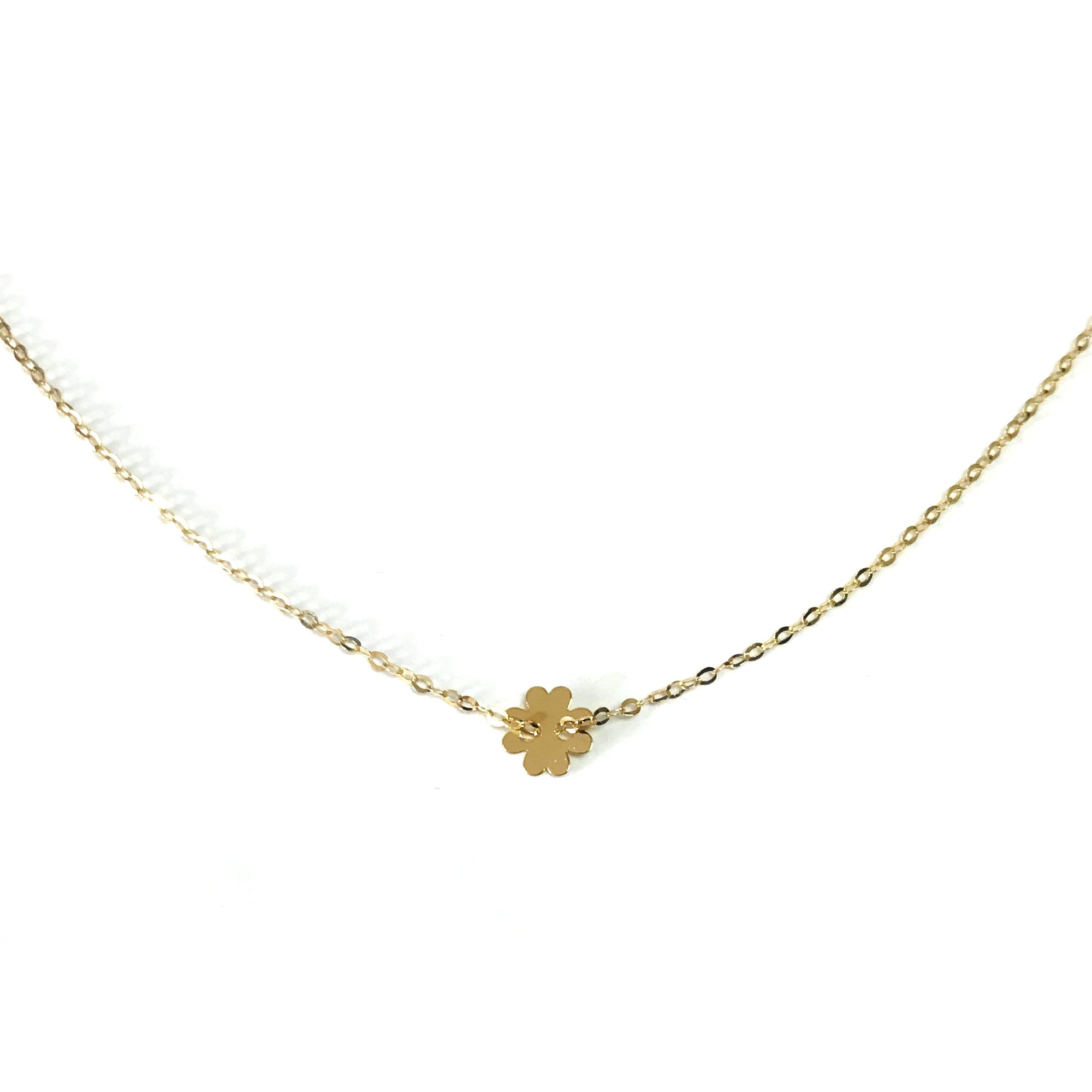 14k Yellow Gold Clover Charm Fancy Bracelet, 7" - JewelryAffairs