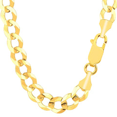 14k Yellow Gold Comfort Curb Chain Necklace, 10.0mm - JewelryAffairs