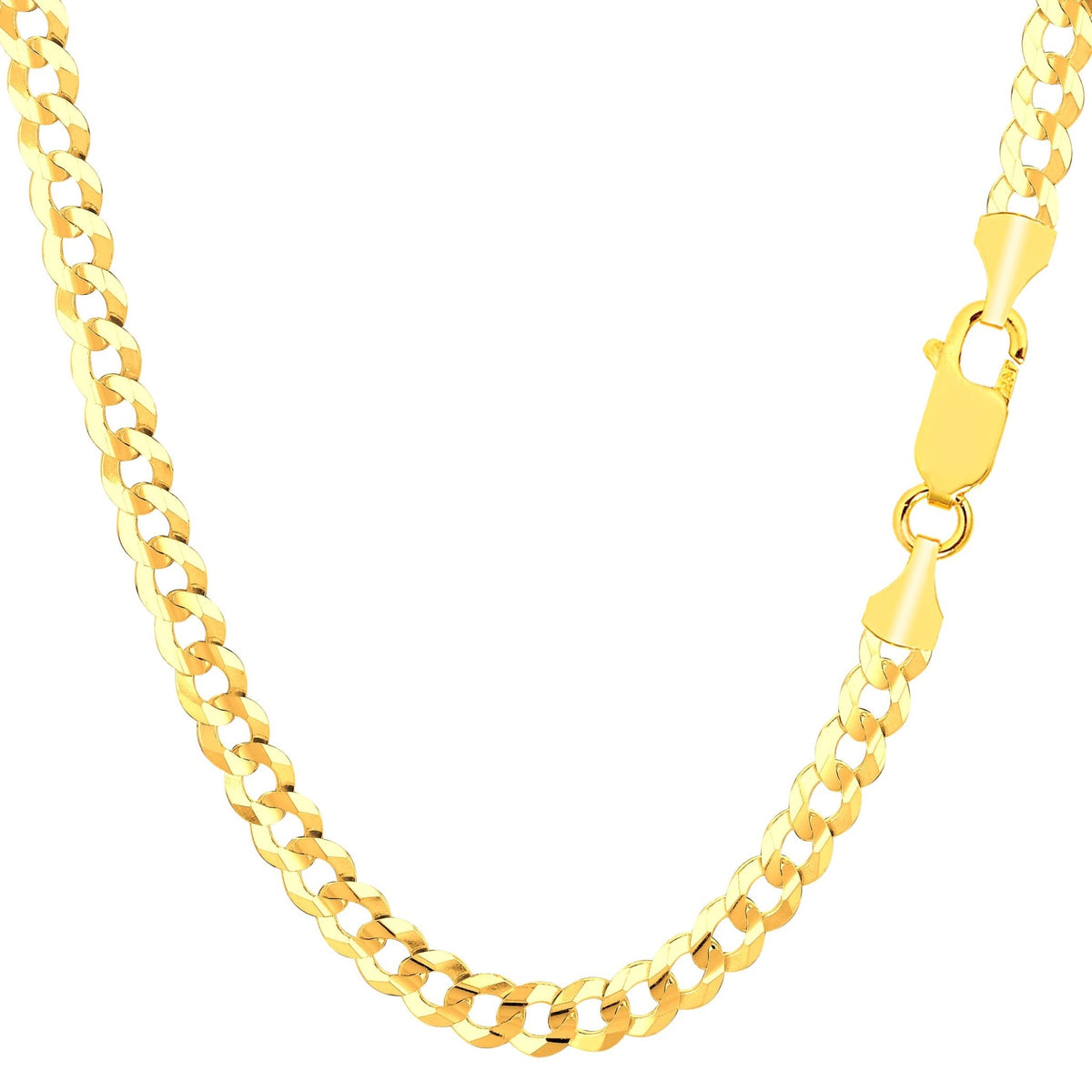 14k Yellow Gold Comfort Curb Chain Necklace, 4.7mm - JewelryAffairs