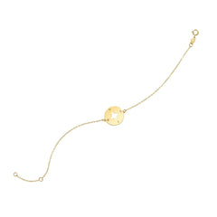 14k Yellow Gold Compass Charm Chain Bracelet, 7" - JewelryAffairs