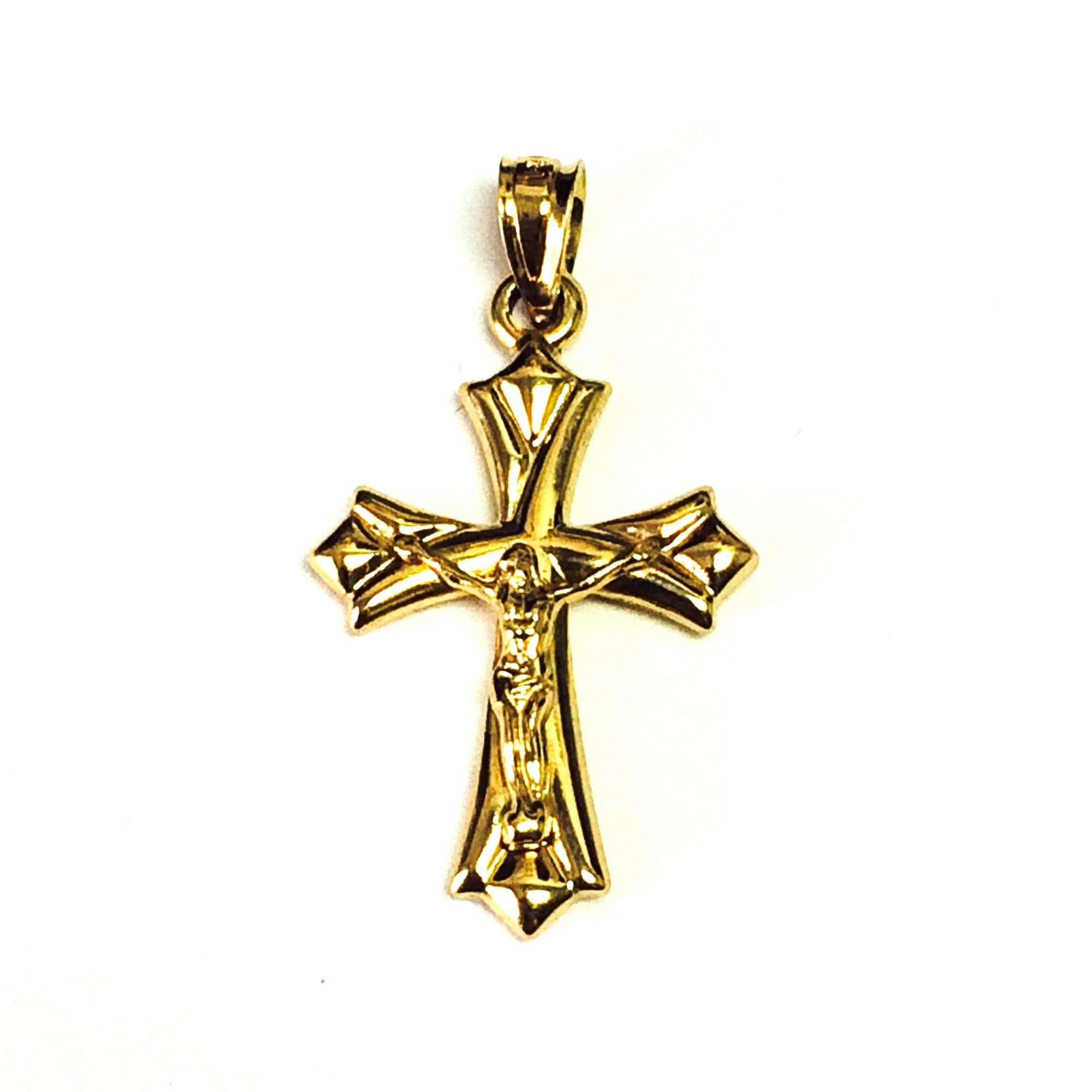 14k Yellow Gold Cross And Crucifix Pendant - JewelryAffairs