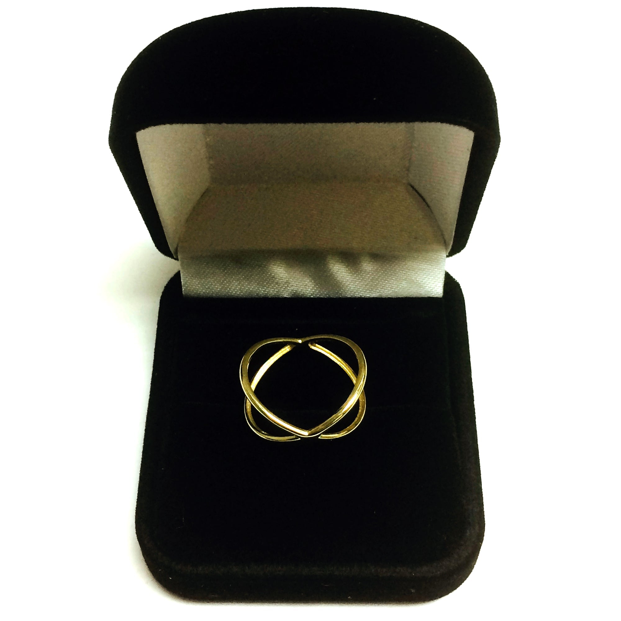 14K Yellow Gold Cross Over X Design Ring - JewelryAffairs