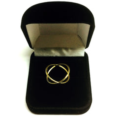 14K Yellow Gold Cross Over X Design Ring - JewelryAffairs