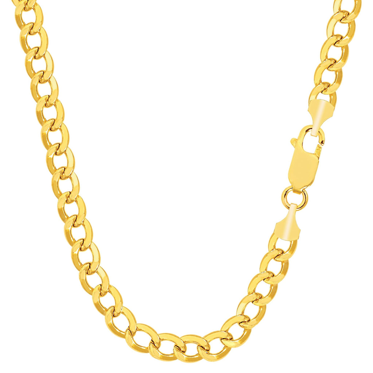 14k Yellow Gold Curb Hollow Chain Necklace, 3.6mm - JewelryAffairs