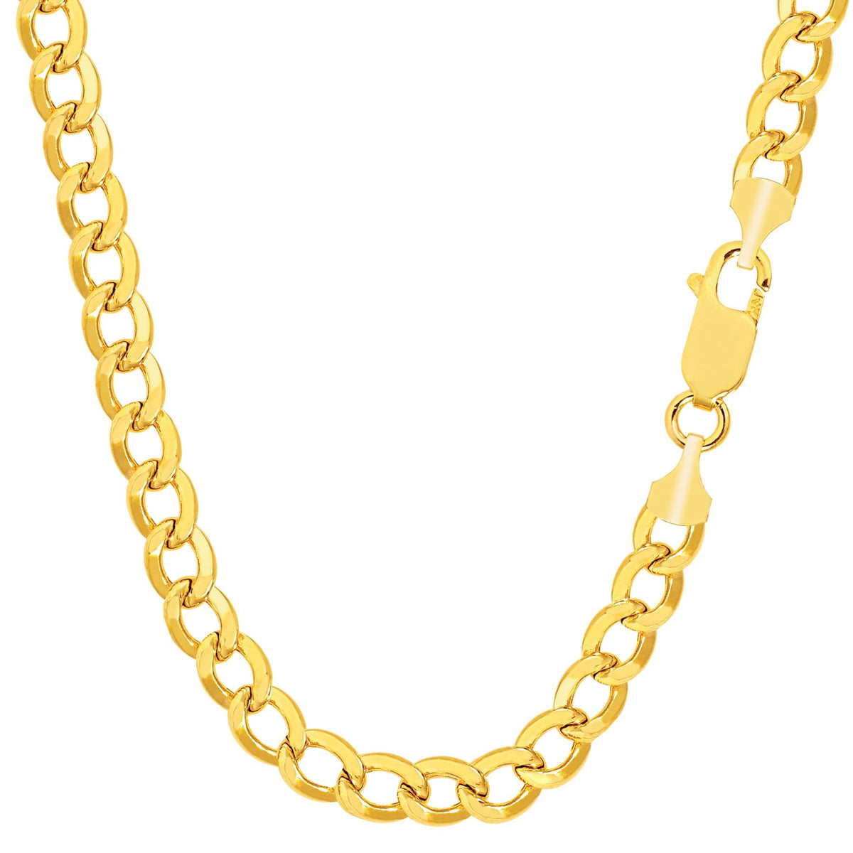 14k Yellow Gold Curb Hollow Chain Necklace, 4.7mm - JewelryAffairs
