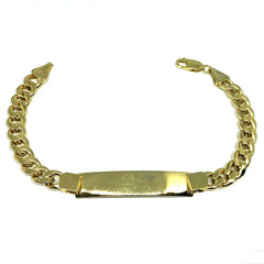 14k Yellow Gold Curb Link Mens ID Bracelet, 8.5" - JewelryAffairs