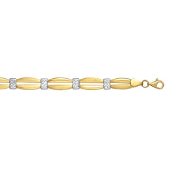 14k Yellow Gold Curved Bar Link Fancy Bracelet, 7.25" - JewelryAffairs