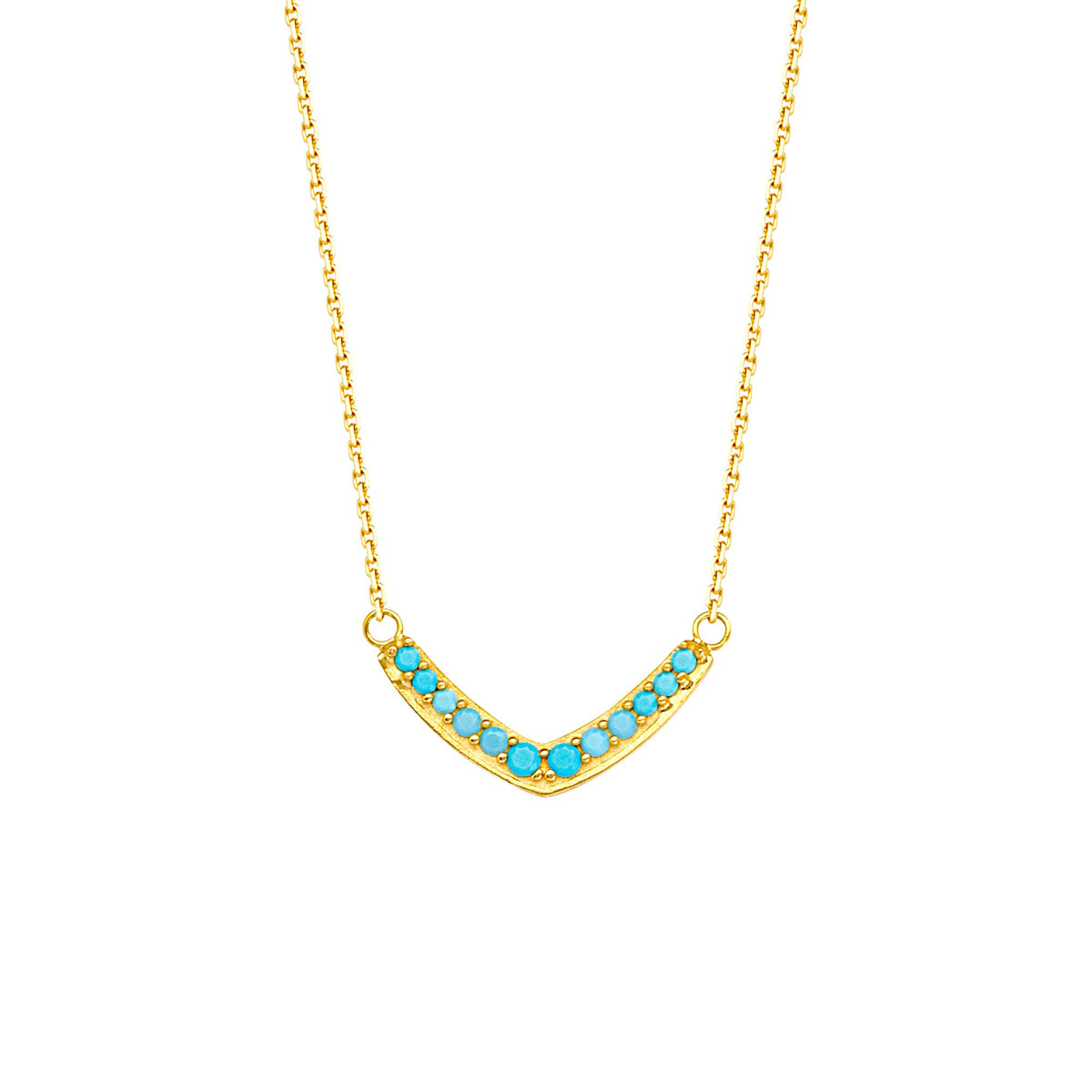 14K Yellow Gold Curved Pendant Necklace, 16" To 18" Adjustable