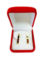 14k Yellow Gold Curved Tube Rectangular Climber Bar Style Stud Earrings - JewelryAffairs