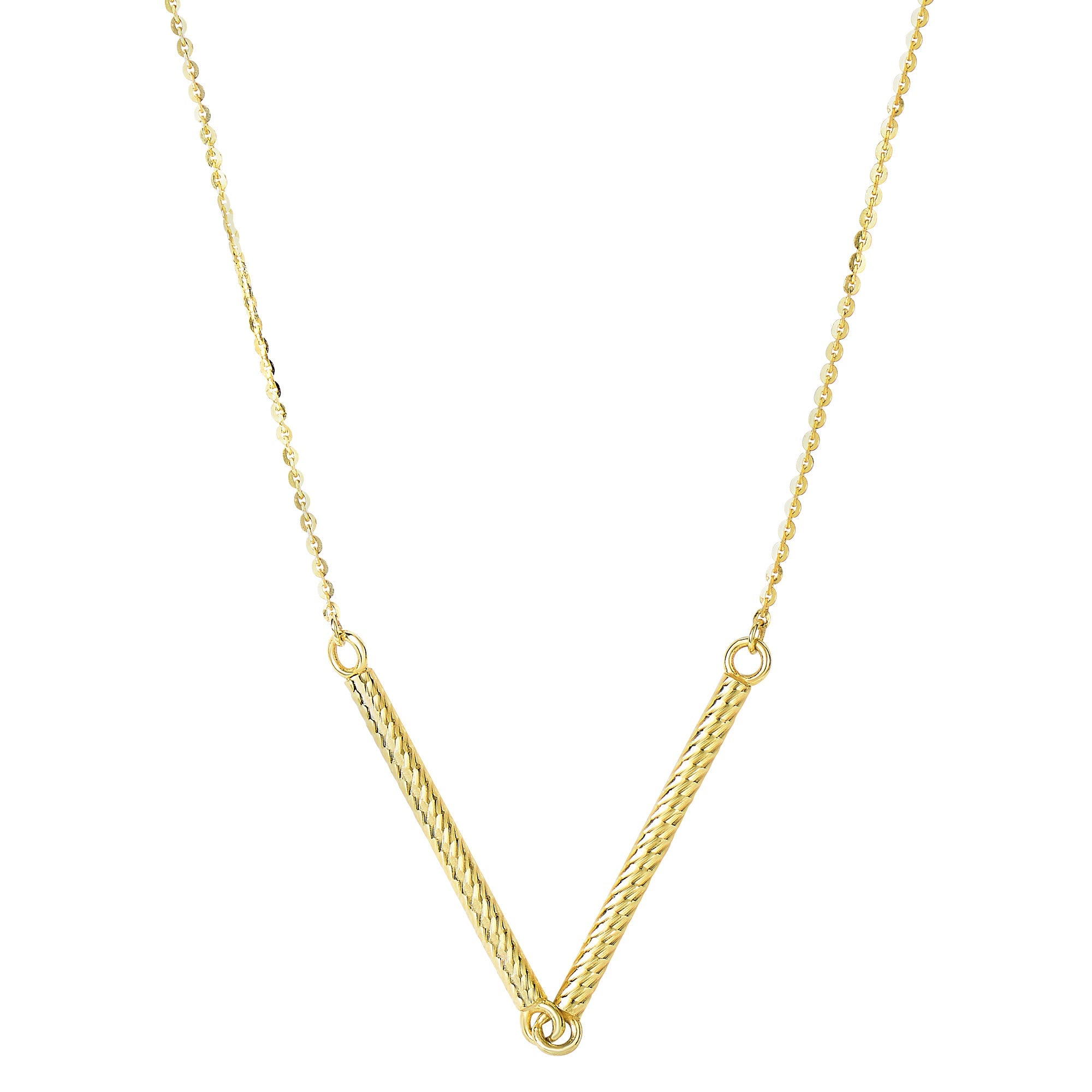 14k Yellow Gold Cylinder Bar Pendant Necklace, 18"