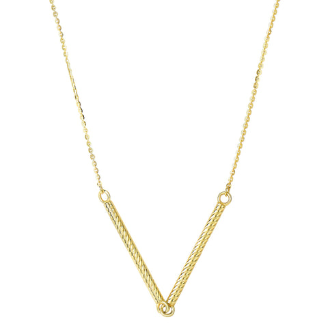 14k Yellow Gold Cylinder Bar Pendant Necklace, 18"
