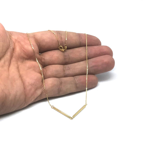 14k Yellow Gold Cylinder Bar Pendant Necklace, 18"