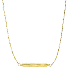 14k Yellow Gold Cylinder Bar Sideways Pendant Necklace, 18"