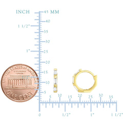 14K Yellow Gold CZ Huggie Hoop Earrings, 12mm - JewelryAffairs