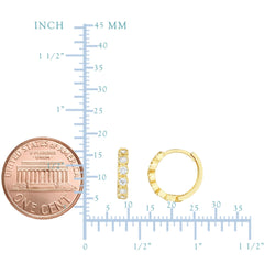 14K Yellow Gold CZ Huggie Hoop Earrings, 12mm - JewelryAffairs