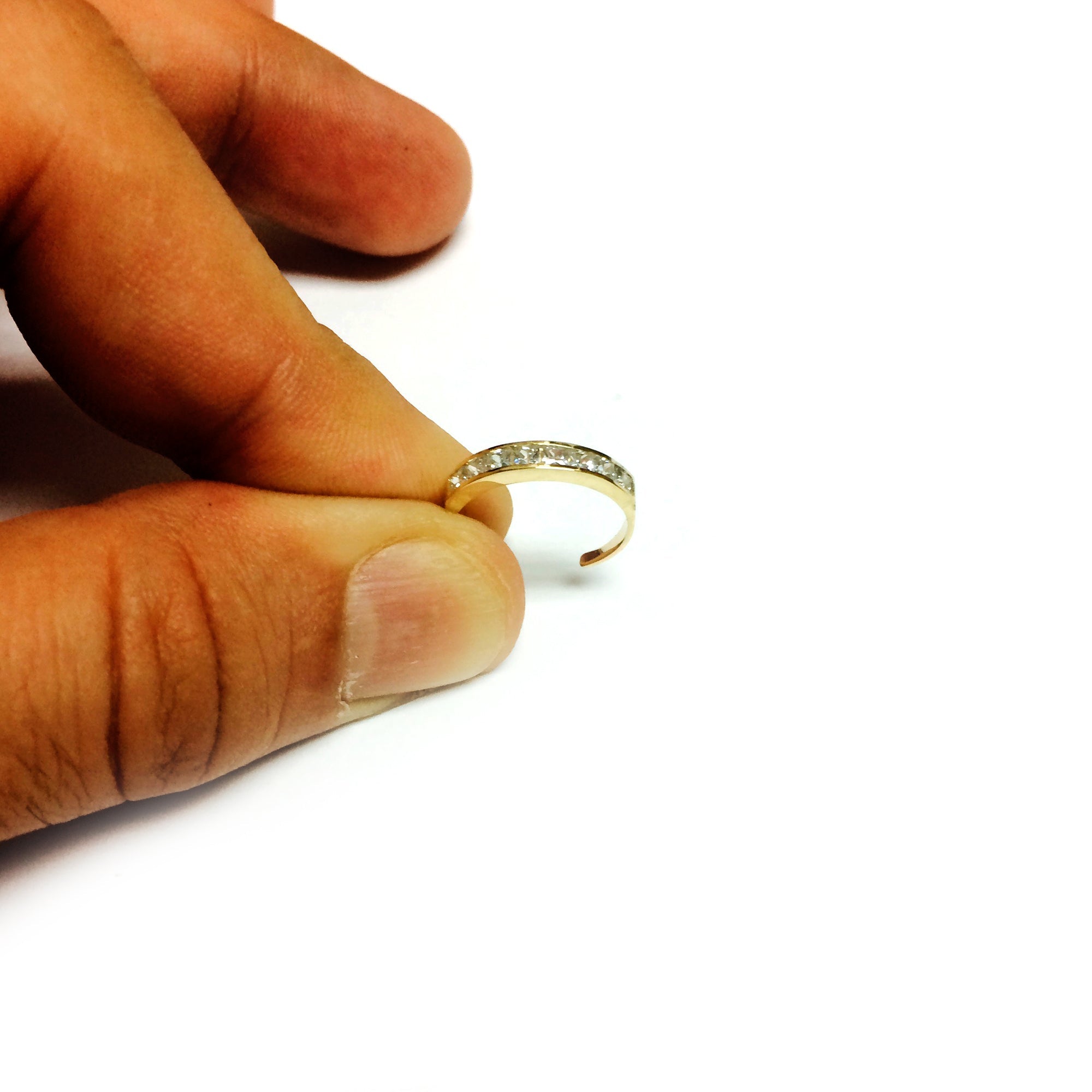14K Yellow Gold CZ Stones Channel Set Cuff Style Adjustable Toe Ring 3mm - JewelryAffairs