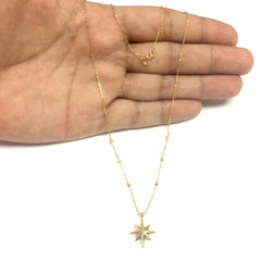 14k Yellow Gold Dangle North Star Charm Necklace, 18" - JewelryAffairs