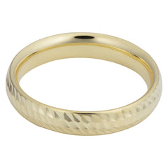 14k Yellow Gold Diamond Cut 4mm Wide Hollow Wedding Band Ring
