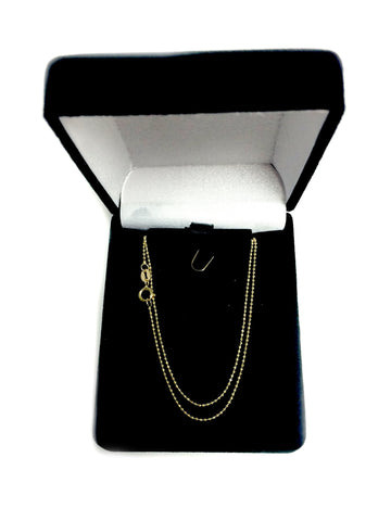 14k Yellow Gold Diamond Cut Bead Chain Necklace, 1.0mm
