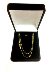 14k Yellow Gold Diamond Cut Bead Chain Necklace, 1.2mm - JewelryAffairs
