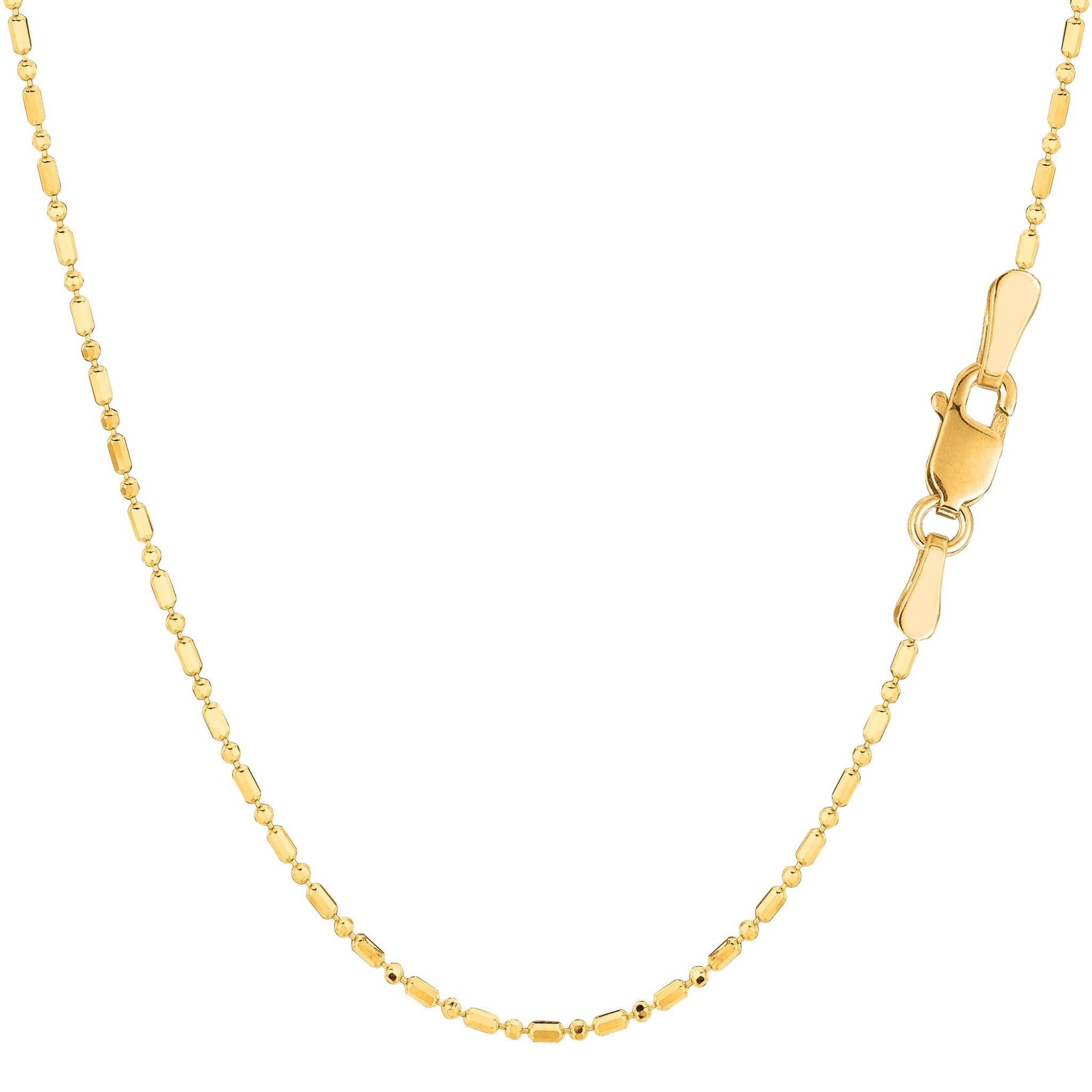 14k Yellow Gold Diamond Cut Bead Chain Necklace, 1.2mm - JewelryAffairs