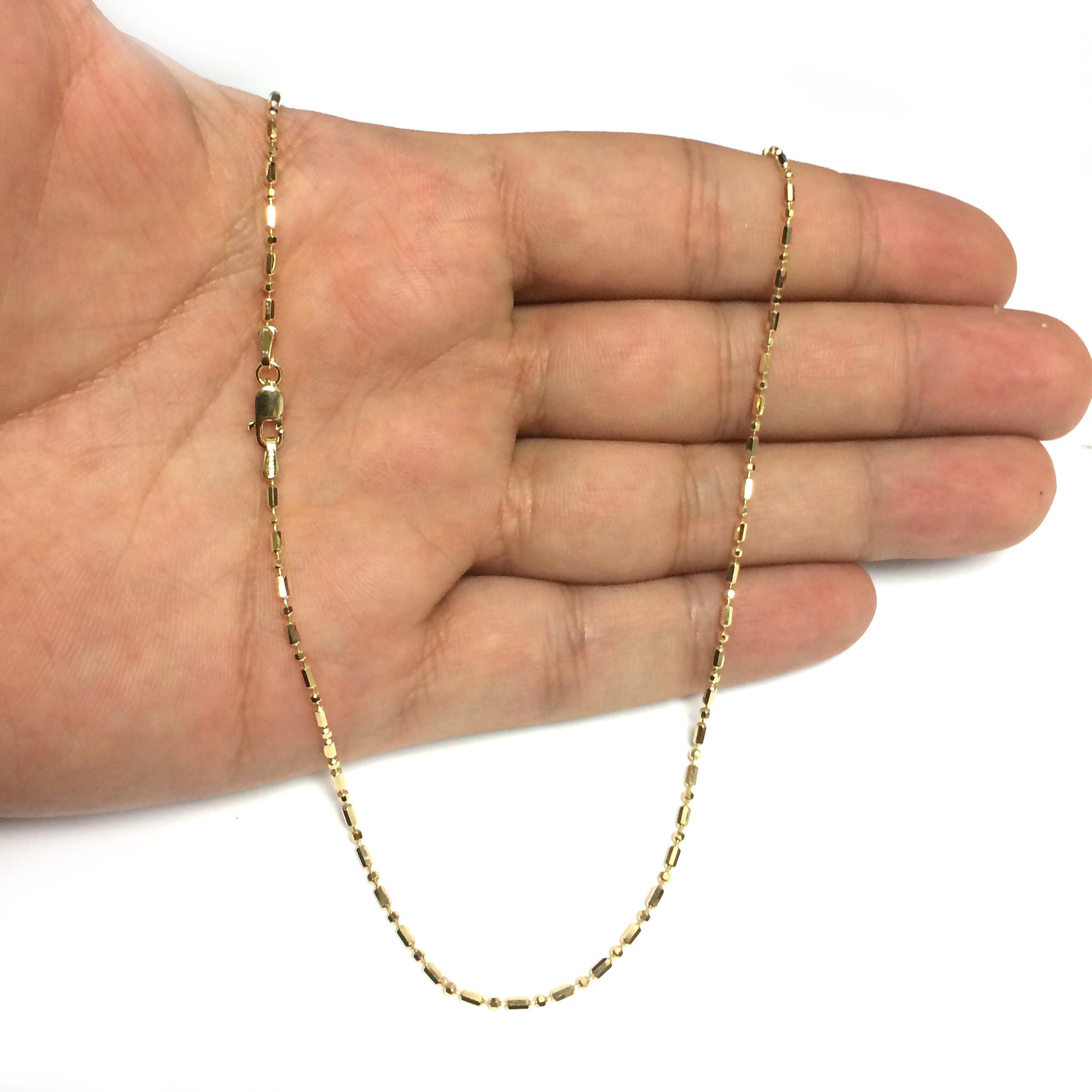 14k Yellow Gold Diamond Cut Bead Chain Necklace, 1.2mm - JewelryAffairs