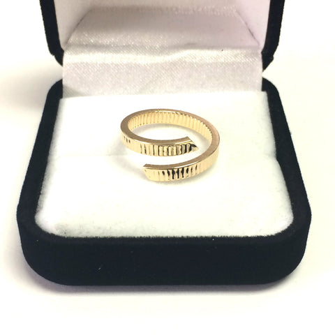 14k Yellow Gold Diamond Cut Bypass Ring