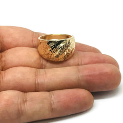 14k Yellow Gold Diamond Cut Cigar Band Ring - JewelryAffairs