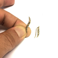 14K Yellow Gold Diamond Cut Leaf Climber Earrings - JewelryAffairs