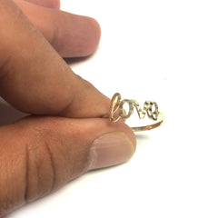 14K Yellow Gold Diamond Cut Love Ring, Size 7 - JewelryAffairs