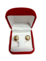 14k Yellow Gold Diamond Cut Round Puffed Stud Earrings, 11mm - JewelryAffairs