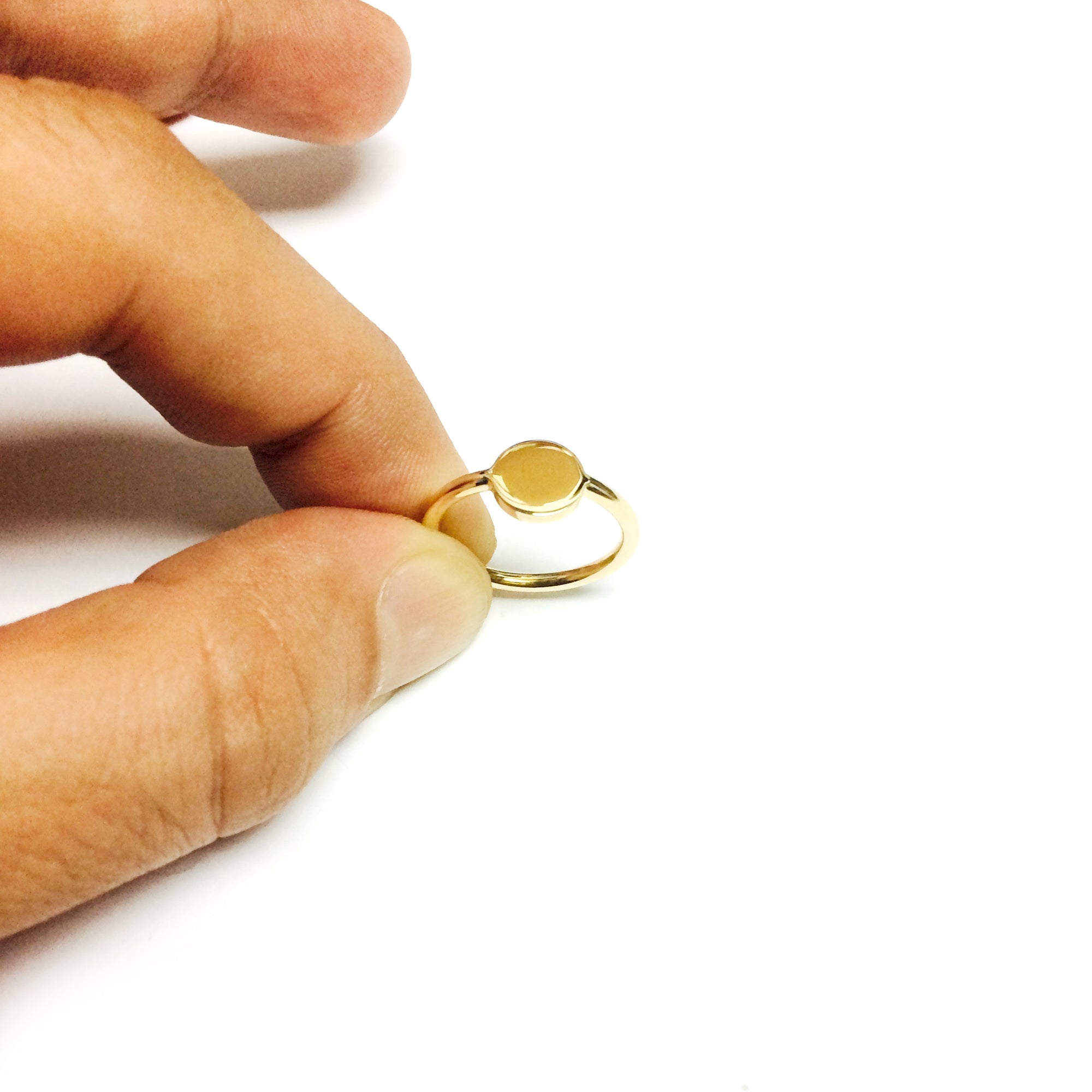 14k Yellow Gold Disc Personalized Ring - JewelryAffairs