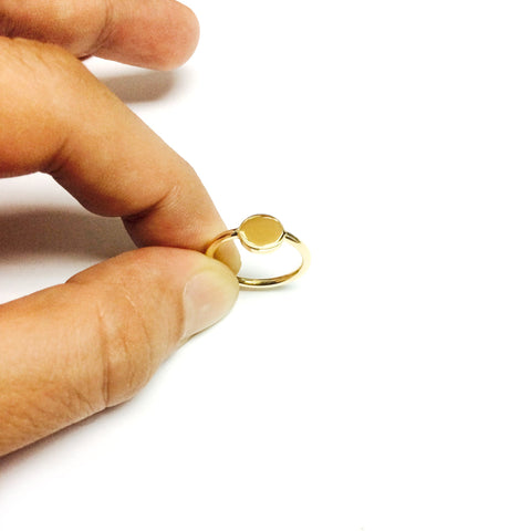 14k Yellow Gold Disc Personalized Ring