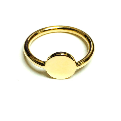 14k Yellow Gold Disc Personalized Ring