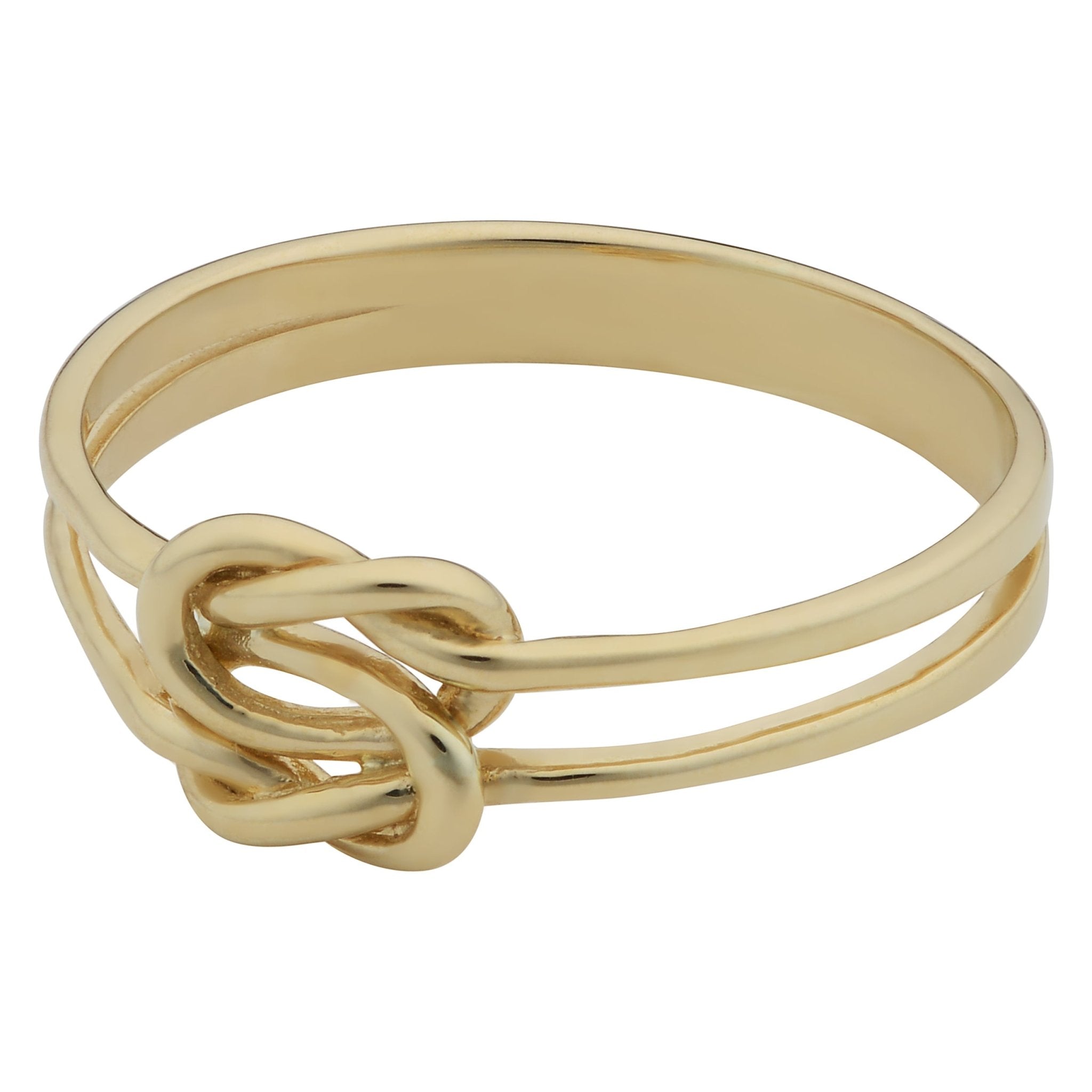 14k Yellow Gold Double Band Love Knot Ring - JewelryAffairs
