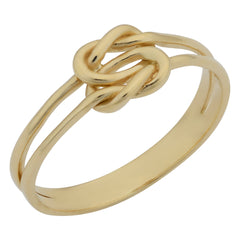 14k Yellow Gold Double Band Love Knot Ring - JewelryAffairs