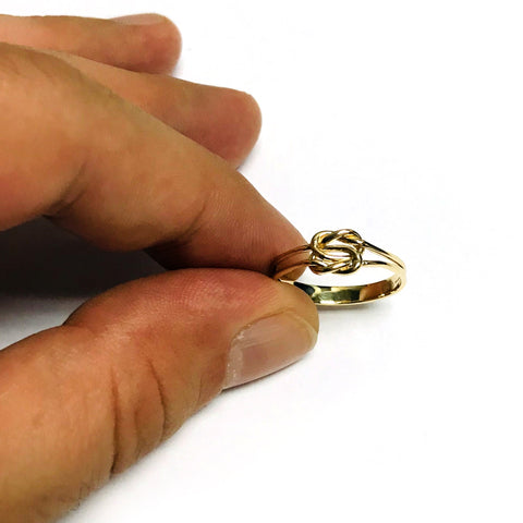 14k Yellow Gold Double Band Love Knot Ring