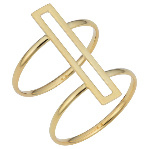 14k Yellow Gold Double Bar Ring