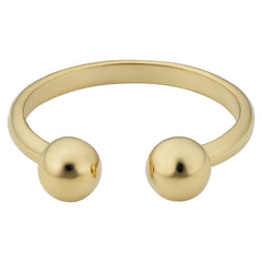 14k Yellow Gold Double Bead Open Ring - JewelryAffairs